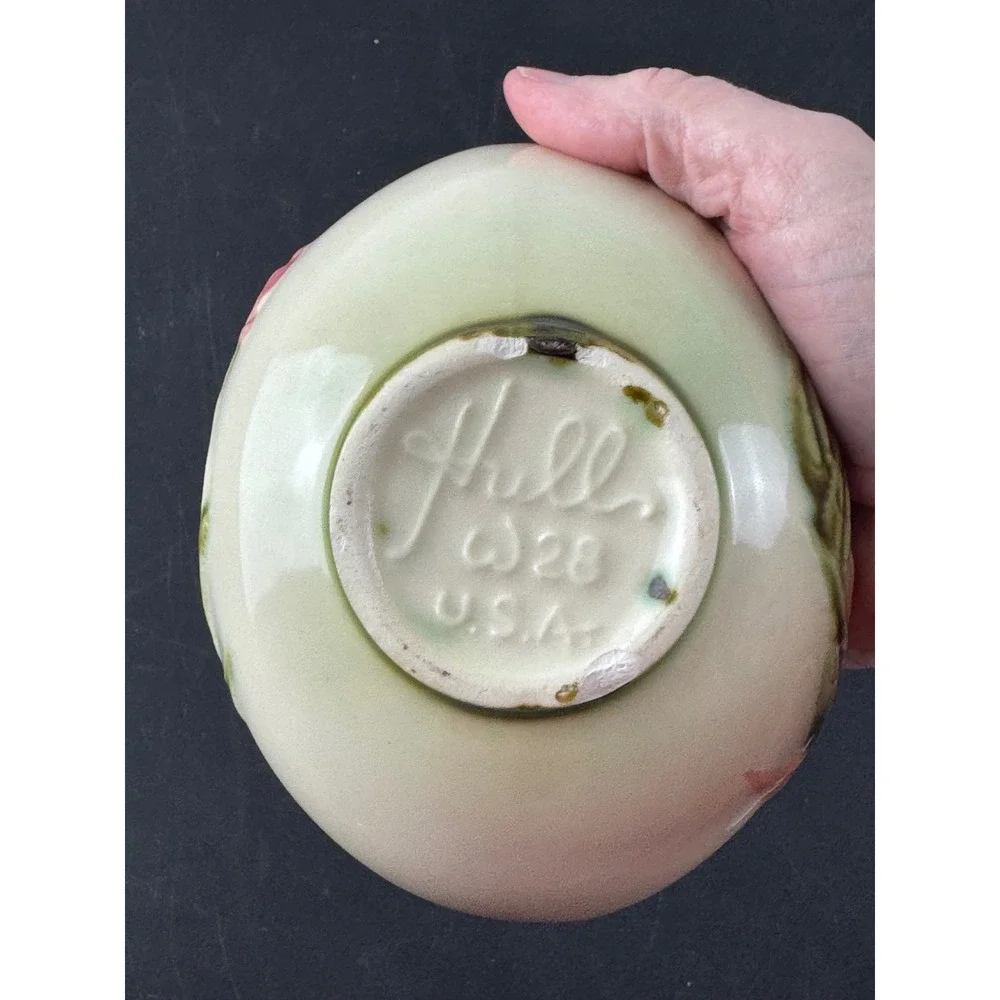 Hull Pottery Wildflower Sugar Bowl and Creamer Set W27 W28 Pink Green Vintage - Picture 13 of 14